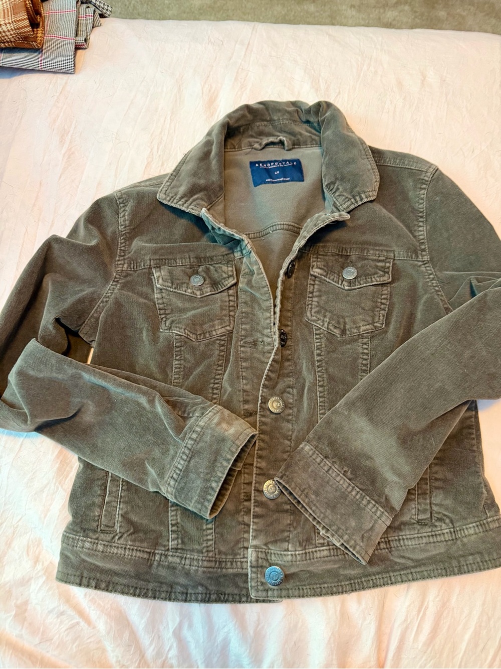 Aeropostale Olive Green Corduroy Utility Jacket